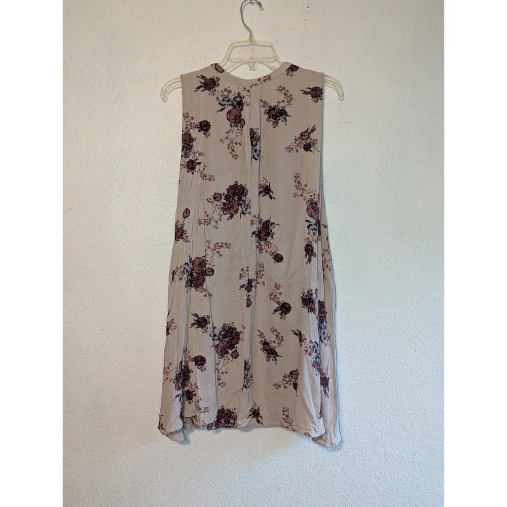 Free People Tree Swing Tunic Dress Small Washed Stone Floral‎ Combo Bohemian